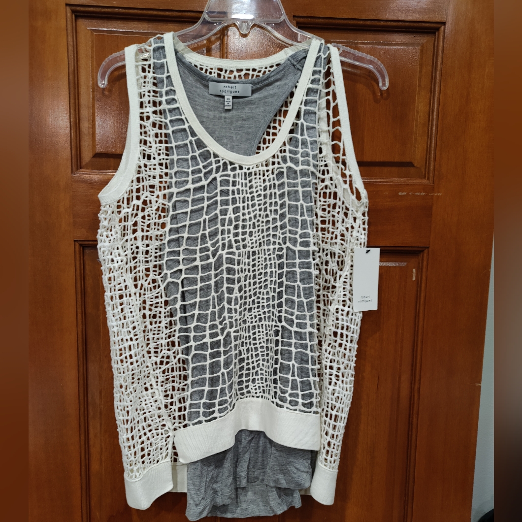 Nwt Robert Rodriguez Crochet Layered Tank Top Sz Xs